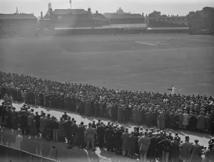 A panoramic view of the Oval during the 1930 test match 16 August 1930 History