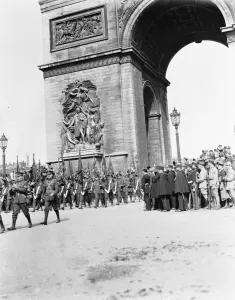 Paris Victory March Scots Guards in the procession 14 July 1919