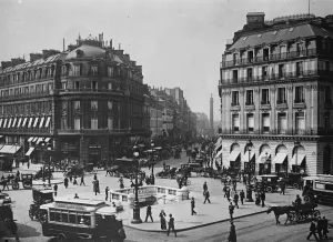 French Prints: Paris view. Rue de la Paix from the Place de L Opera. August 1929