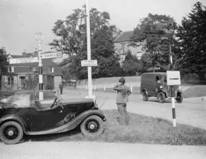 A no parking sign in Otford, Kent. 1936