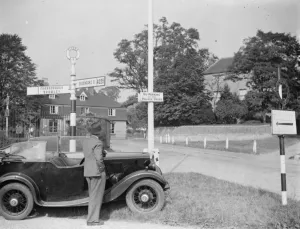 A no parking sign in Otford, Kent. 1936