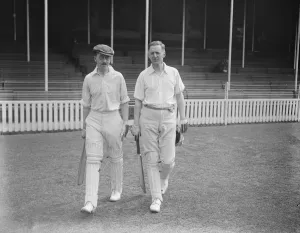 Parliamentary cricket at the oval. House of Commons team V Invalids Club. Mr M R K Burge