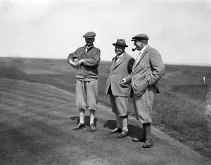 Adult Prints: Parliamentary golf tournament at Sandwich. Sir Laming Worthington Evans, Sir Emsley Carr