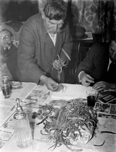 Alcohol Prints: Paying in night at the Rat and Sparrow Club in Eynsford, Kent. Charlie Meadows