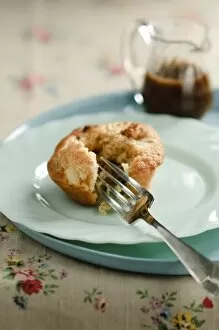 Bake Off Inspiration Collection: Pear and walnut muffin with toffee sauce credit: Marie-Louise Avery / thePictureKitchen