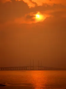 Landscapes Prints: Penang Bridge at sunrise