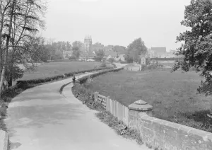 Traditional Prints: Penshurst Village in Kent. To the right of the picture is Penshurst place entrance