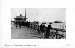 Woman Female Prints: Some people walking along the seafront, Promenade and West Pier, Brighton, East Sussex