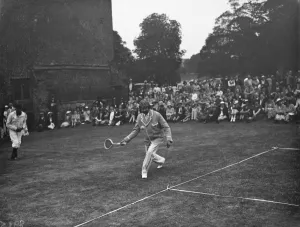 A period lawn tennis match at Lullingstone Park near Eynsford, Kent