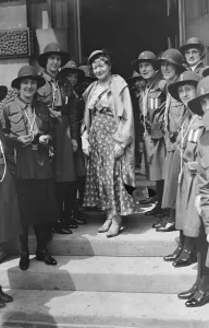 At the Perowne and Beaumont Wedding Miss Agnes Baden Powell with the Girl Guides