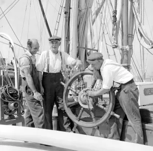 Personalities of the barge race at Greenhithe, Kent. 18 June 1962