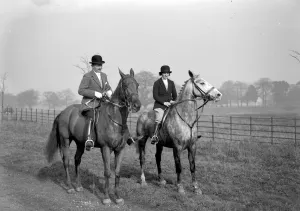 Phipps (R. A. ) and companion on horseback. 1934