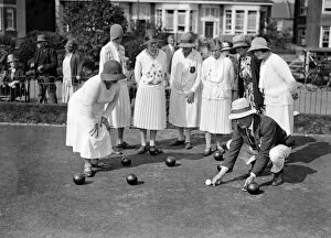 Bowls Collection: Photographed here is the referee measuring up the woods for the first Open Bowls