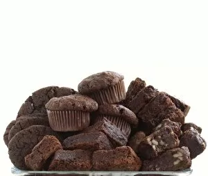 Images Dated 28th August 2003: Pile of organic chocolate muffins and brownies