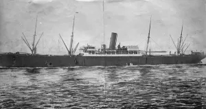Disaster Prints: Twelve hundred pilgrims on a burning steamer. A British steamer the Frangestan