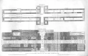 Victorian Prints: Plan of the building erected for The Great Industrial Exhibition of 1851 in The Crystal Palace