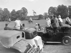 Horses Prints: Polo at Chislehurst, Kent. The car stand. 1934