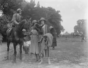 Event Prints: Polo Gymkhana at the Roehampton Club. Miss Audrey James ( mounted ) and Lady Blandford