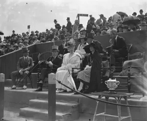 Adult Prints: Polo at The Hurlingham Club, London - The Queen with Sir Harold and Lady Snagge 1926