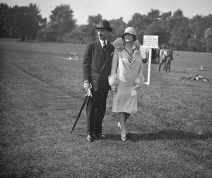 Polo at Ranelagh - Gunners versus Merchiston. Major and Mrs H E Lyons. 5 May 1928
