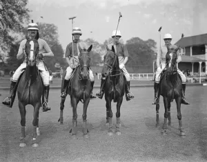 Adult Prints: Polo at Ranelagh Traillers versus Scopwick. The Scopwick team - Major D C Boles ( right )