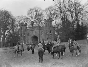 Pony rally with Arundel Castle as background