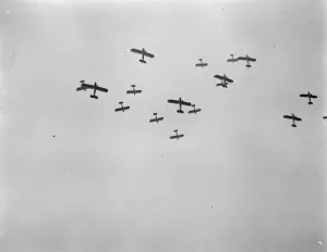 Air And Flying Machine Prints: Practising thrills for great air pageant Two flights of British planes changing