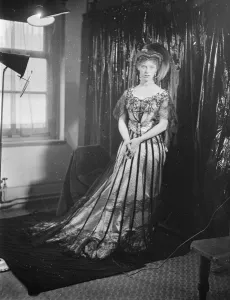 Preparations for Hairdressing Through the Ages Exhibition. M Adolphe model Miss