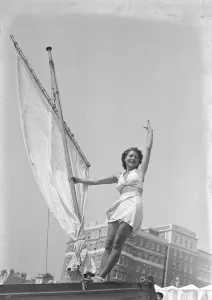 A pretty holiday maker at Brighton. 1937