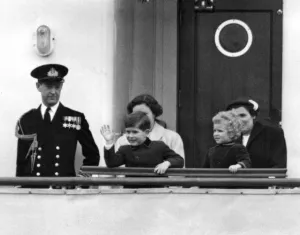 Prince Charles and Princess Anne today boarded the Royal yacht Britannia at Portsmouth
