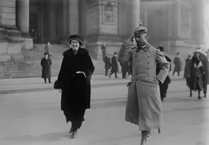 Prince Oaker leaving the Cathedral, Berlin, with his wife after a service 1925