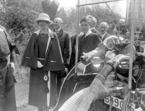 Princess Alice, Countess of Athlone, with her son, Lord Trematon, as they christen