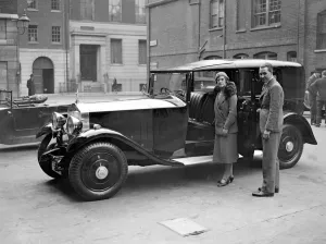 Fur Stole Prints: Princess Arthur of Connaught and Rolls - Royce Car. 30 April 1932