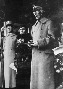 Princess Athlone with King Gustaf at opening of new Stockholm Aerodrome