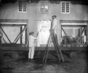 Princess Elizabeths model home, which was damaged by fire while being brought