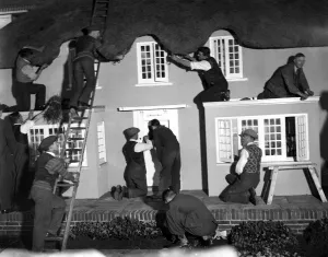 Princess Elizabeths model home, which was damaged by fire while being brought