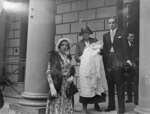 Princess Ingrid godmother to son of Mrs Drugo Montagu at Lambeth Chapel christening