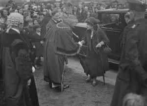 Royal Prints: Princess Louise opens elementary school at Hendon. Princess Louise being received