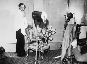 Princess Marina is photographed trying on a trousseau gown 14 September 1934