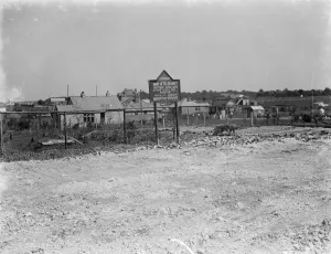 Fence Prints: A protest sign in a derelict site at Kingsdown, Kent. 1935