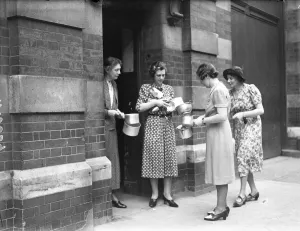40s 40s 1940s 1940s Nineteen Forties Prints: The public made the collecting of aluminium for converting into planes construction