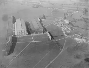 Pulham Aerodrome On the left is seen the shed housing two German zepplins on