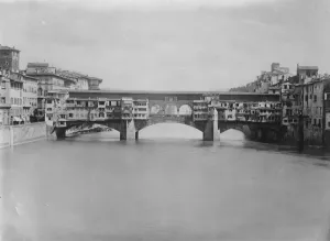 Italian Prints: Quaint Bridge Princess Mary Admired Quaint Ponte Vecchio at Florence in Italy