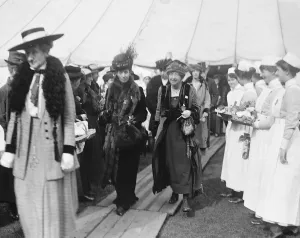 Adult Prints: Queen Alexandra at nurses bazaar and fete at Devonshire house 1 May 1919
