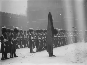 Queen Alexandras funeral at Westminster Abbey. The Guard of Honour outside