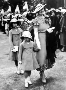 Pearls Prints: The Queen (as Duchess of York) and her two daughters at the Elphinstone wedding 1936
