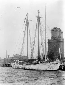 Harbour Prints: Queen of the rum fleet captured after a battle in New York. The Tomaka