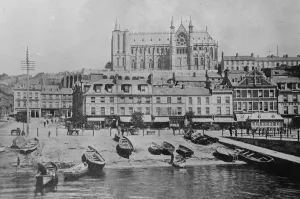 Queenstown, Ireland. St Colmans Cathedral. View from the beach. 14 December 1920