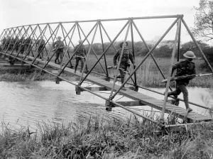 Construction Prints: R Es bridge building practice in preparation for the Royal Tournament at Olympia