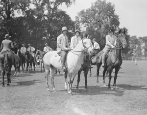 Event Prints: The Ranelagh Club Mounted Gymkhana. The riders are; Miss Hazel Hirsch, Miss Audrey